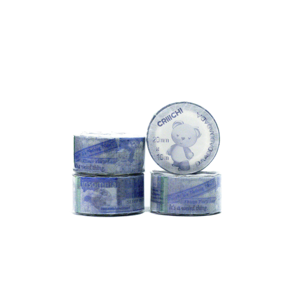 Four rolls of washi masking tape with packaging