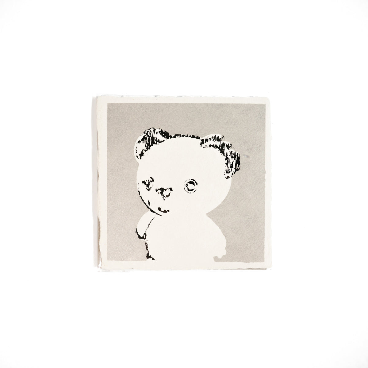 Limited silkscreen art print of a bear illustration on an organic paper