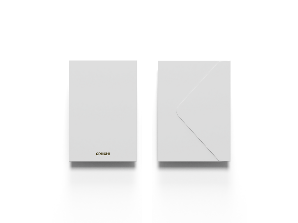 Greeting card with CRIIICHI logo on a white background