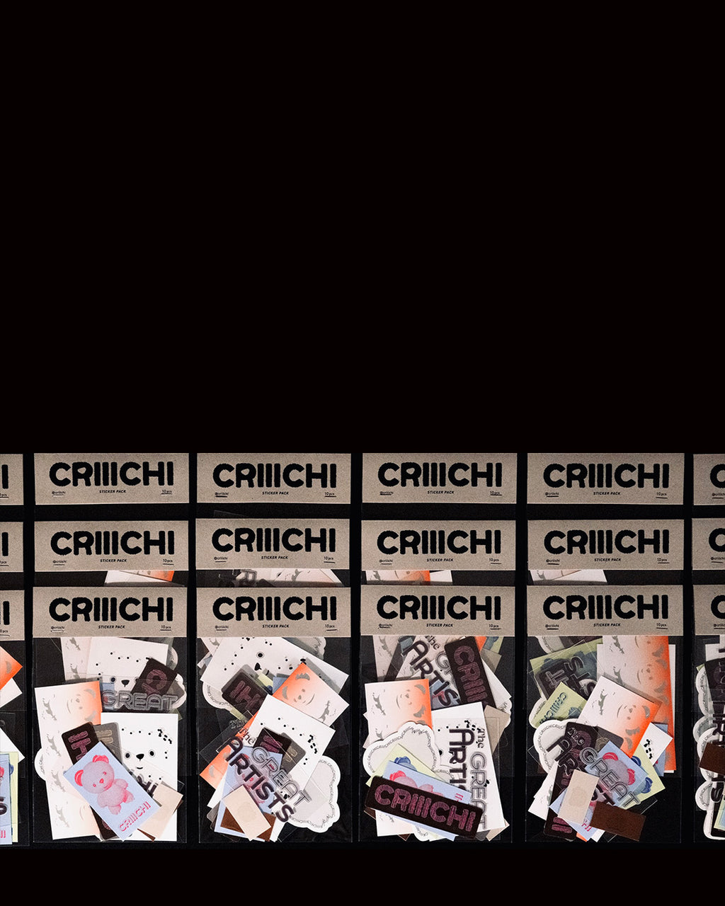 Multiple sticker packs of CRIIICHI original illustrations
