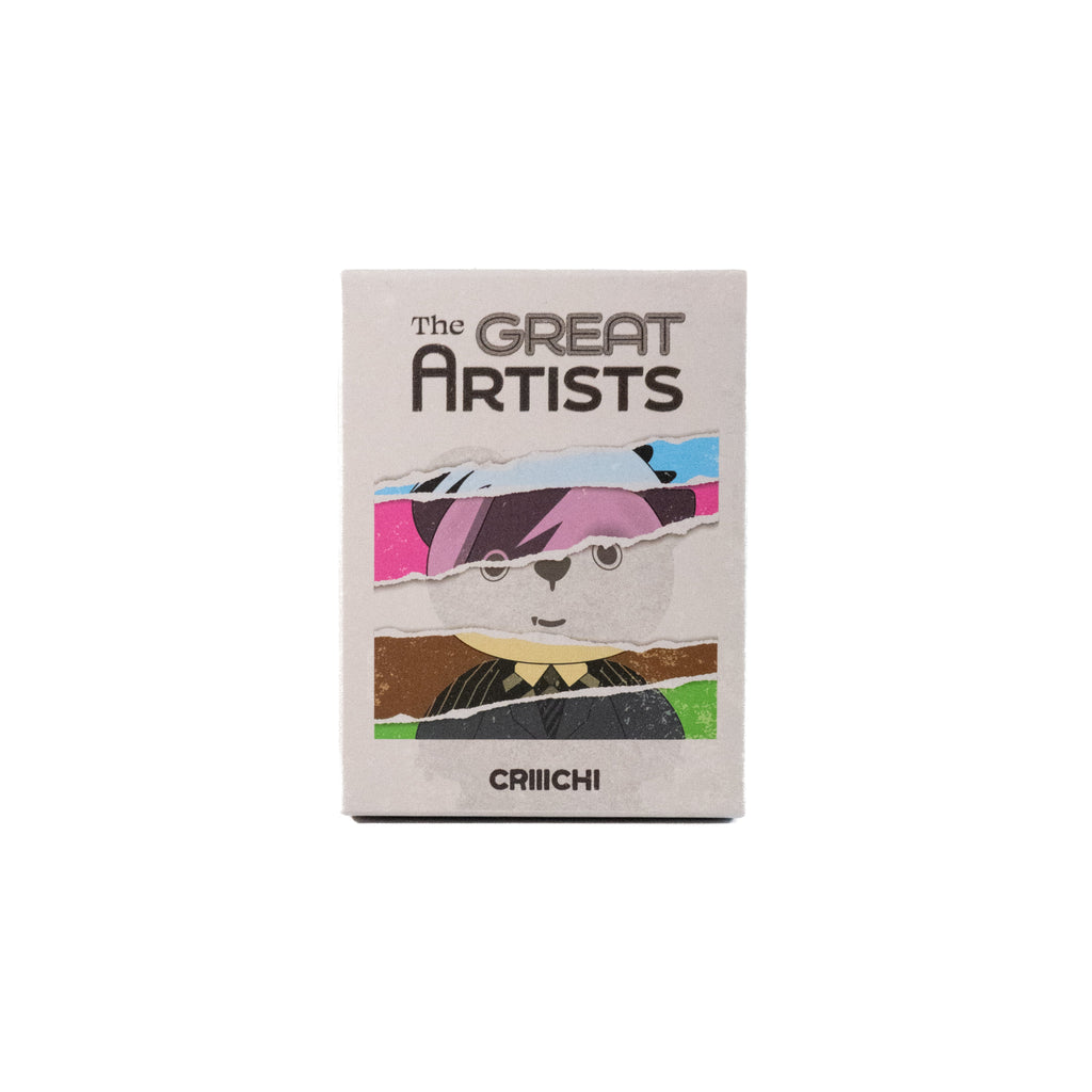 Packaging with a bear illustration of the series of blindbox named The Great Artists that inspired by different art movements and pop culture